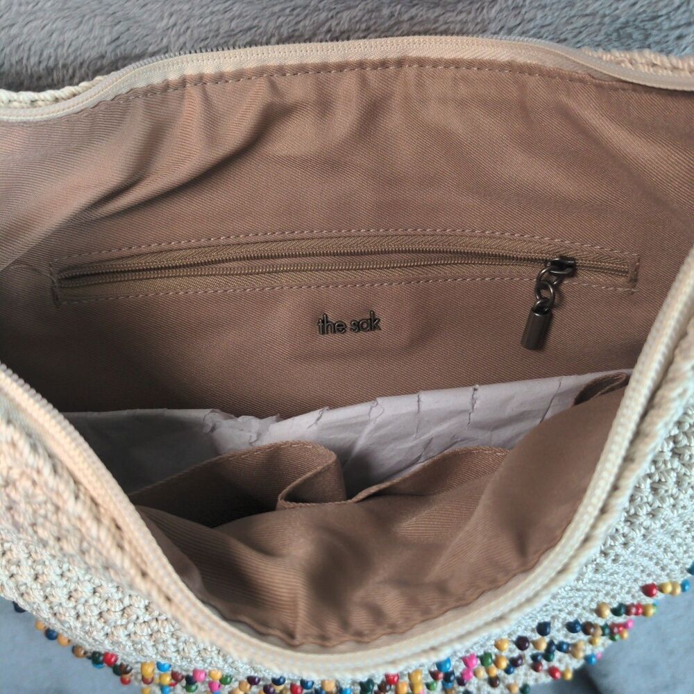 NWOT The Sak Sequoia Hobo Handbag Crochet Multi Beaded Boho Shoulder Bag Charms - Picture 9 of 10